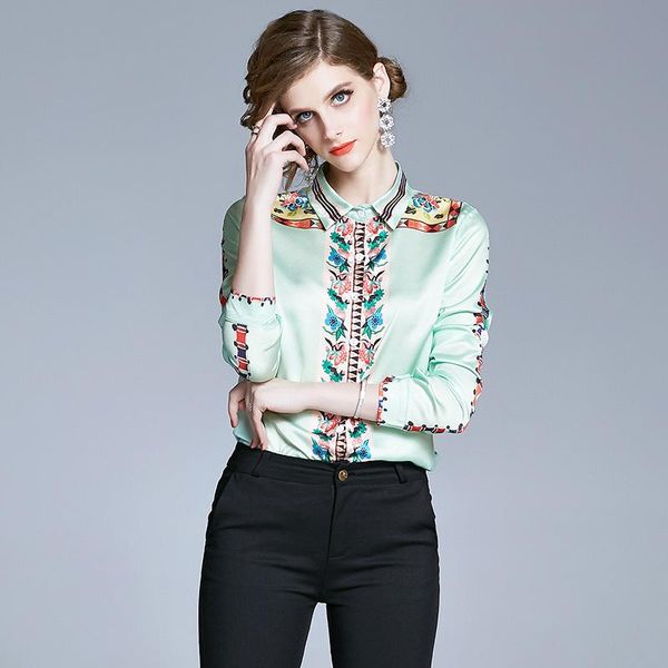 fashion spring runway designers long sleeve print blouses and shirts elegant lady office blusas turn down collar retro women's &, White
fashion spring runway designers long sleeve print blouses and shirts elegant lady office blusas turn down collar retro women's &, White