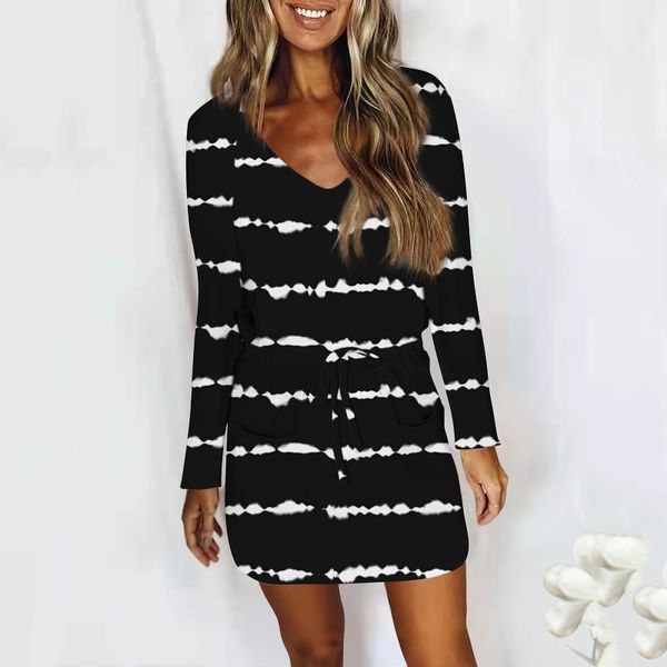 casual dresses autumn women drawstring a-line dress long sleeve striped print pocket femme v-neck party mini robe, Black;gray
casual dresses autumn women drawstring a-line dress long sleeve striped print pocket femme v-neck party mini robe, Black;gray