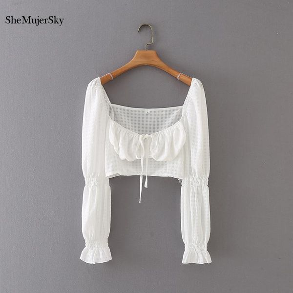 women's blouses & shirts shemujersky women long sleeve white waffle square collar cropped 2021 slim
women's blouses & shirts shemujersky women long sleeve white waffle square collar cropped 2021 slim
