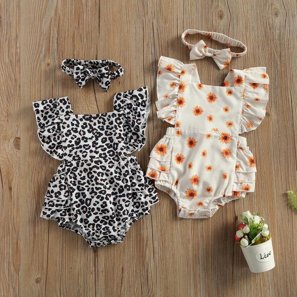 baby girls' printed 2pcs romper set, ruffled sleeve square neck backless triangle bodysuit with headband clothing sets, White
baby girls' printed 2pcs romper set, ruffled sleeve square neck backless triangle bodysuit with headband clothing sets, White