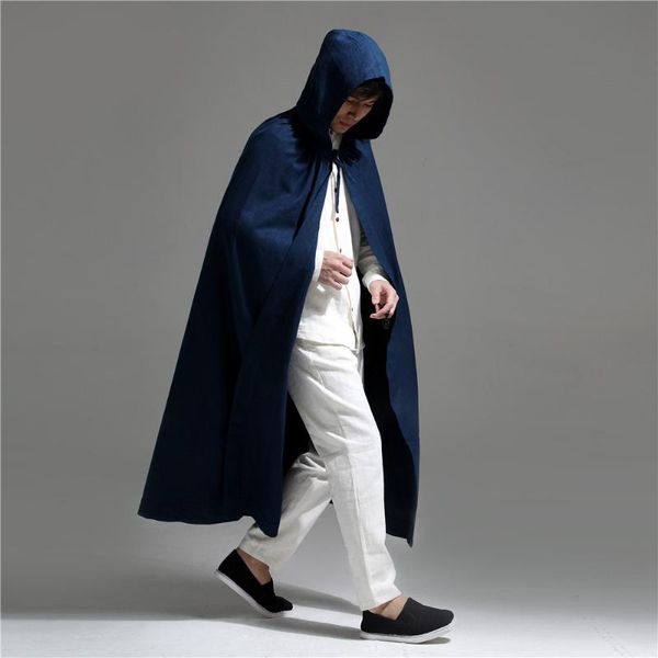 men's trench coats mens chinese style dark blue hooded cloak men cotton linen coat male cape loose extra long ponchos and capes, Tan;black
men's trench coats mens chinese style dark blue hooded cloak men cotton linen coat male cape loose extra long ponchos and capes, Tan;black