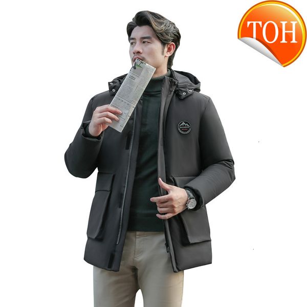 down men's new jacket winter thick warm hooded long coat business casual detachable cap men parkas, Black
down men's new jacket winter thick warm hooded long coat business casual detachable cap men parkas, Black