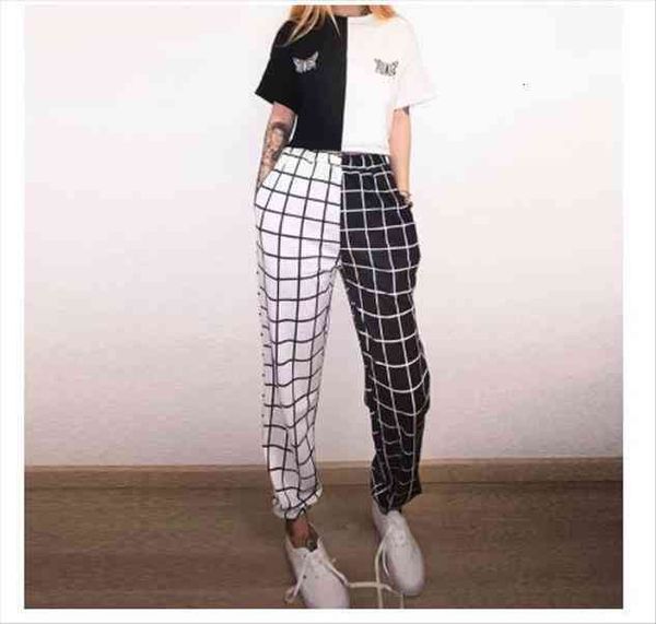 styles black white plaid patchwork womens jogger pants cargo pants hight waist straight long trousers sprots pant casual
styles black white plaid patchwork womens jogger pants cargo pants hight waist straight long trousers sprots pant casual
