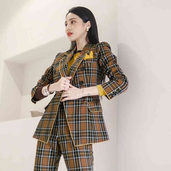 Spring fashion plaid lady double thin blazer long trousers elegant pant suits, White
Spring fashion plaid lady double thin blazer long trousers elegant pant suits, White