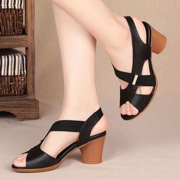 mid heeled sandals women's summer high sho thick fish mouth comfortable fashion soft sole middle aged and, Black
mid heeled sandals women's summer high sho thick fish mouth comfortable fashion soft sole middle aged and, Black