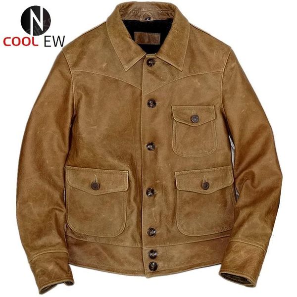 men's leather & faux vintage cowboy cow jacket slim fit lapel single breasted outerwear genuine biker short coat mens cargo jackets, Black
men's leather & faux vintage cowboy cow jacket slim fit lapel single breasted outerwear genuine biker short coat mens cargo jackets, Black