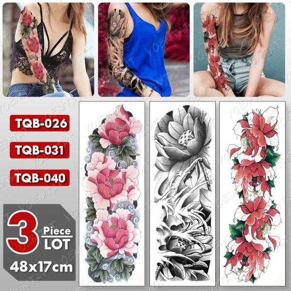 temporary tattoos 3 pcs/lot large arm sleeve tattoo lotus peony waterproof tatto sticker flower body art full fake tatoo women men
temporary tattoos 3 pcs/lot large arm sleeve tattoo lotus peony waterproof tatto sticker flower body art full fake tatoo women men
