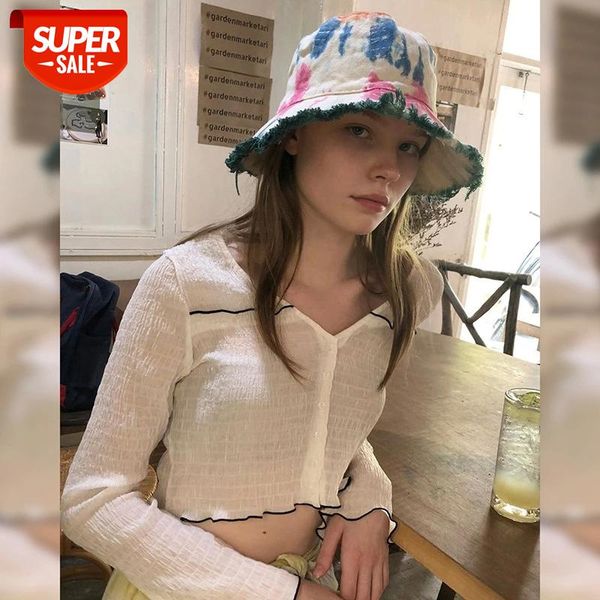 women's long sleeve blouse fashion wild pleated contrast color button slim short cropped solid color for ladies #qb9c, White
women's long sleeve blouse fashion wild pleated contrast color button slim short cropped solid color for ladies #qb9c, White