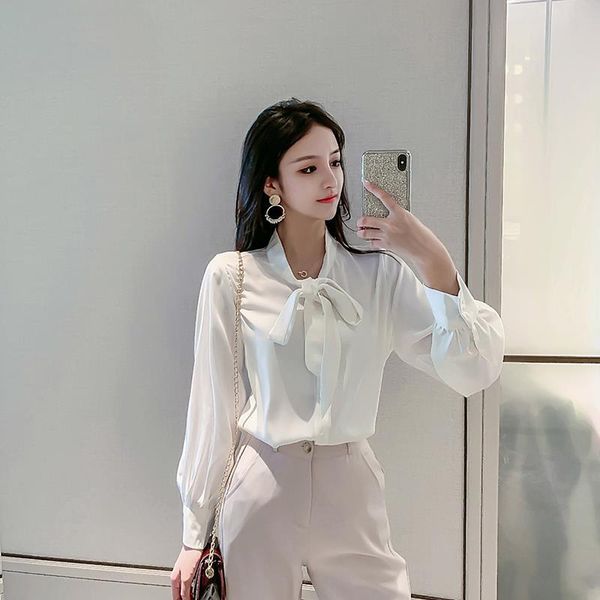 women's blouses & shirts women 2022 spring autumn fashion chiffon blouse female bow shirt long sleeve casual office lady ol loose i27, White
women's blouses & shirts women 2022 spring autumn fashion chiffon blouse female bow shirt long sleeve casual office lady ol loose i27, White
