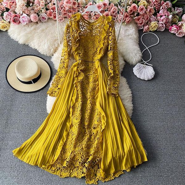 casual dresses french style chic long women lace chiffon patchwork pleated dress 2021 spring summer elegant party gowns, Black;gray
casual dresses french style chic long women lace chiffon patchwork pleated dress 2021 spring summer elegant party gowns, Black;gray