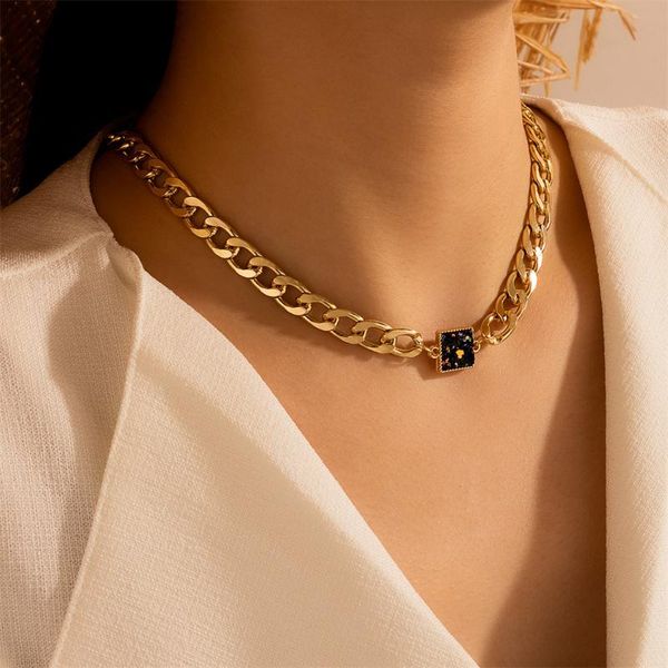 pendant necklaces 2021 boho choker chain golden punk flat thick square crystal necklace for women vintage fashion multilevel jewelry, Silver
pendant necklaces 2021 boho choker chain golden punk flat thick square crystal necklace for women vintage fashion multilevel jewelry, Silver