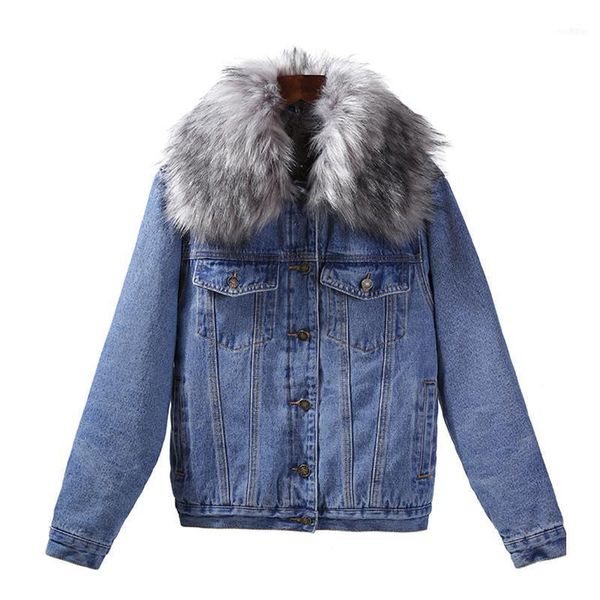 lambswool thicken fur collar denim jacket winter warm women jean jackets lady coat long sleeve loose windbreaker female clothing1, Black;brown
lambswool thicken fur collar denim jacket winter warm women jean jackets lady coat long sleeve loose windbreaker female clothing1, Black;brown