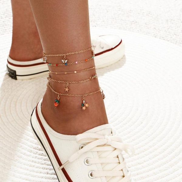 anklets summer simple and sweet fruit strawberry cherry butterfly star foot ornaments multi-layer five-piece suit anklet, Red;blue
anklets summer simple and sweet fruit strawberry cherry butterfly star foot ornaments multi-layer five-piece suit anklet, Red;blue