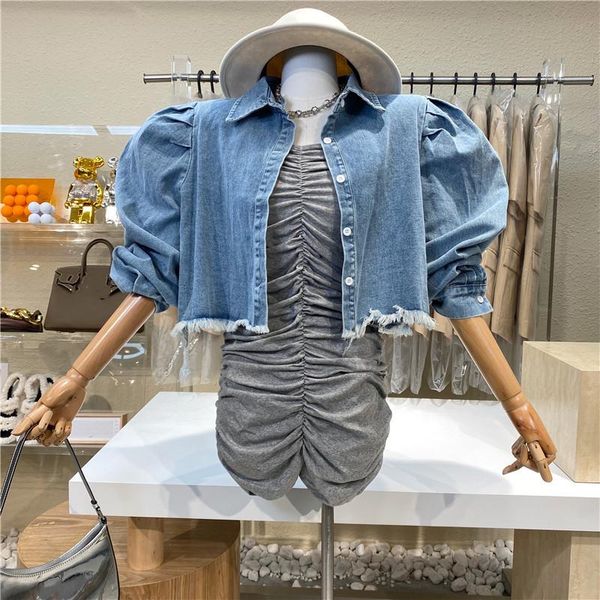 washed and worsted denim shirt 2021 foreign bubble sleeves versatile casual high-waisted short coat women's jackets, Black;brown
washed and worsted denim shirt 2021 foreign bubble sleeves versatile casual high-waisted short coat women's jackets, Black;brown