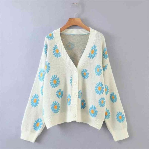 women sweater floral daisy print v-neck button long sleeve spring autumn cardigan elegant ladies clothing 210522, White
women sweater floral daisy print v-neck button long sleeve spring autumn cardigan elegant ladies clothing 210522, White
