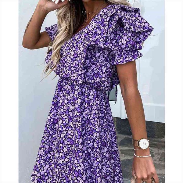 women floral print dress layered ruffle sleeve v-neck dress female casual elegant style lace-up clothes fashion, Black;gray
women floral print dress layered ruffle sleeve v-neck dress female casual elegant style lace-up clothes fashion, Black;gray