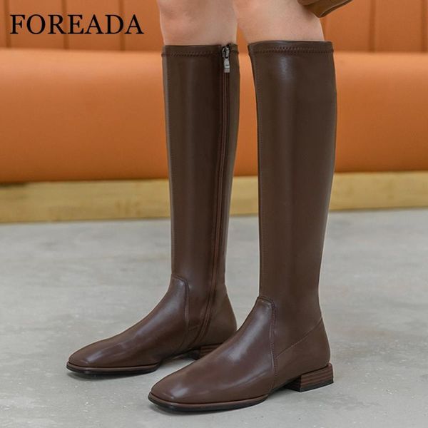 boots foreada real leather knee high woman low heel riding block shoes zip square toe long lady autumn winter, Black
boots foreada real leather knee high woman low heel riding block shoes zip square toe long lady autumn winter, Black