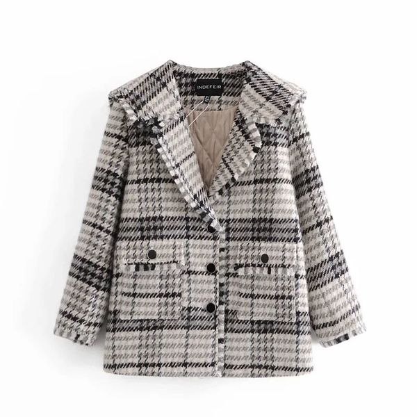 women's fashion tweed plaid suit jacket retro shawl lapel single-breasted coat streetwear 210521, Black;brown
women's fashion tweed plaid suit jacket retro shawl lapel single-breasted coat streetwear 210521, Black;brown