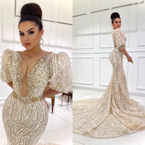 arabia sparkle mermaid evening dresses lace sequin prom gowns puff half sleeve beading second reception dress formal party wear, Black;red
arabia sparkle mermaid evening dresses lace sequin prom gowns puff half sleeve beading second reception dress formal party wear, Black;red