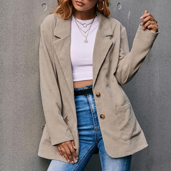 women's jackets fashion solid colors office ladies single-breasted lapel corduroy long-sleeve pocket suit coat outwear chaqueta mujer#g, Black;brown
women's jackets fashion solid colors office ladies single-breasted lapel corduroy long-sleeve pocket suit coat outwear chaqueta mujer#g, Black;brown