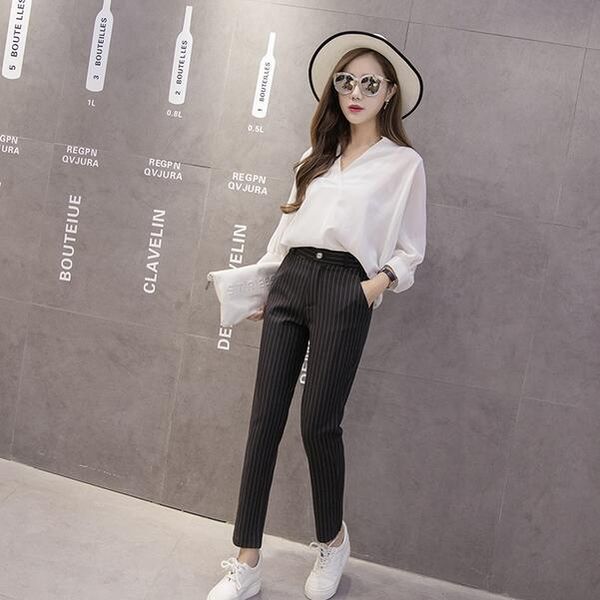 women's pants & capris 2021 women formal striped simple ankle-length pencil with pocket pantalones mujer gray black trousers female ah7, Black;white
women's pants & capris 2021 women formal striped simple ankle-length pencil with pocket pantalones mujer gray black trousers female ah7, Black;white