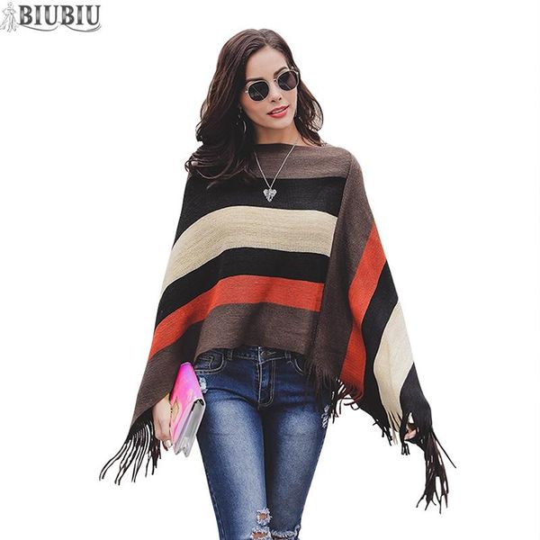 women's sweaters biubiu knitting women striped irregular warp slash neck cloak tassel woman casual autumn streetwear female top, White;black
women's sweaters biubiu knitting women striped irregular warp slash neck cloak tassel woman casual autumn streetwear female top, White;black