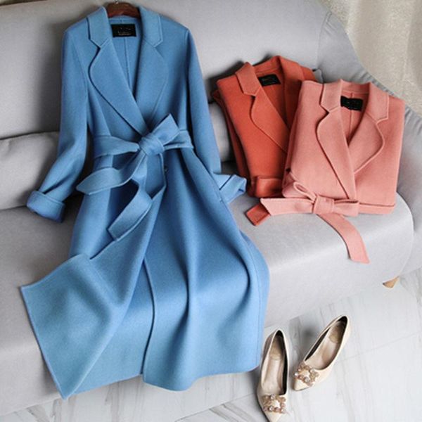 women's wool & blends double-sided cshmere coat women 2021 korean high-end loose elegant woolen winter ladies long jacket with belt y57, Black
women's wool & blends double-sided cshmere coat women 2021 korean high-end loose elegant woolen winter ladies long jacket with belt y57, Black