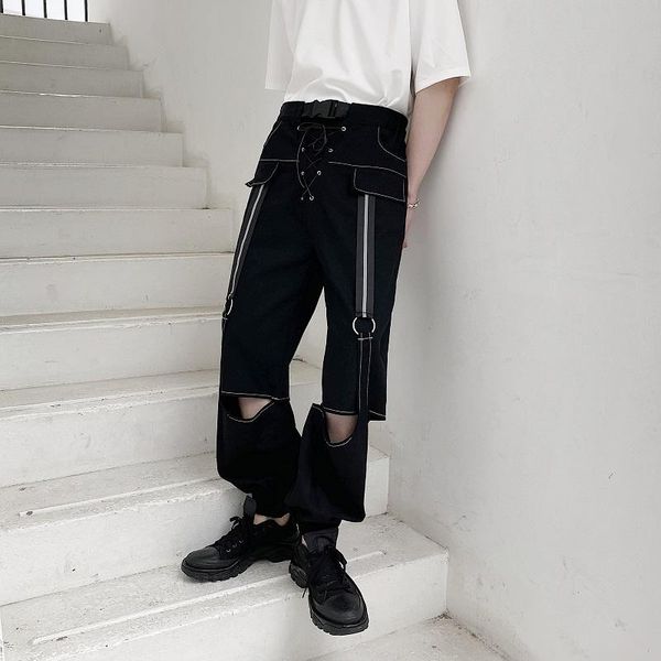 men's pants male women streetwear fashion hip hop gothic couple trousers harem pant stage clothing men bandage hole casual, Black
men's pants male women streetwear fashion hip hop gothic couple trousers harem pant stage clothing men bandage hole casual, Black