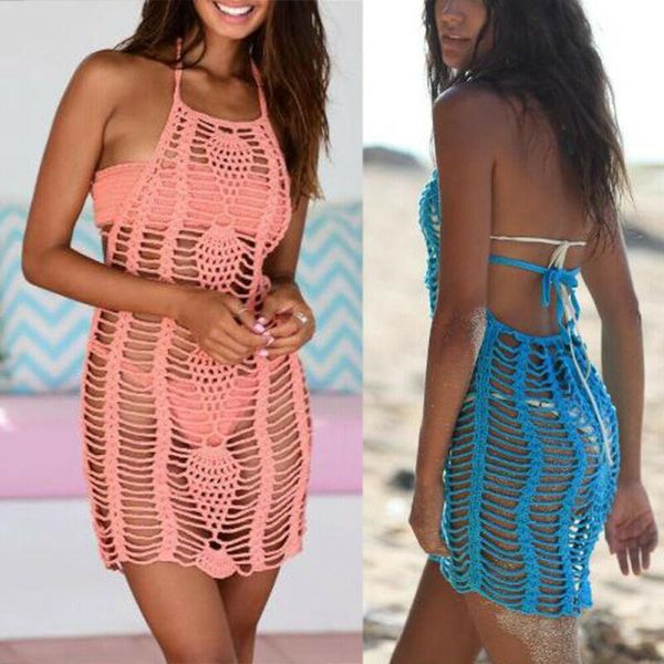 women dress beach cover up crochet beachwear hollow sundress set summer casual solid lady mini bikini cover-ups women's swimwear, White;black
women dress beach cover up crochet beachwear hollow sundress set summer casual solid lady mini bikini cover-ups women's swimwear, White;black
