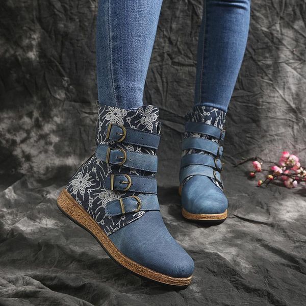 boots women fashion pu patchwork plus size zipper buckle totem printed ankle female shoes, Black
boots women fashion pu patchwork plus size zipper buckle totem printed ankle female shoes, Black