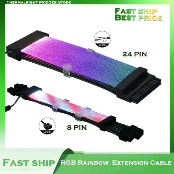 fans & coolings rgb rainbow m/b 24pin atx extension cord,8p(8+8) gpu pci-e cable,support mobo aura sync 5v argb pc gamer diy cabinet
fans & coolings rgb rainbow m/b 24pin atx extension cord,8p(8+8) gpu pci-e cable,support mobo aura sync 5v argb pc gamer diy cabinet