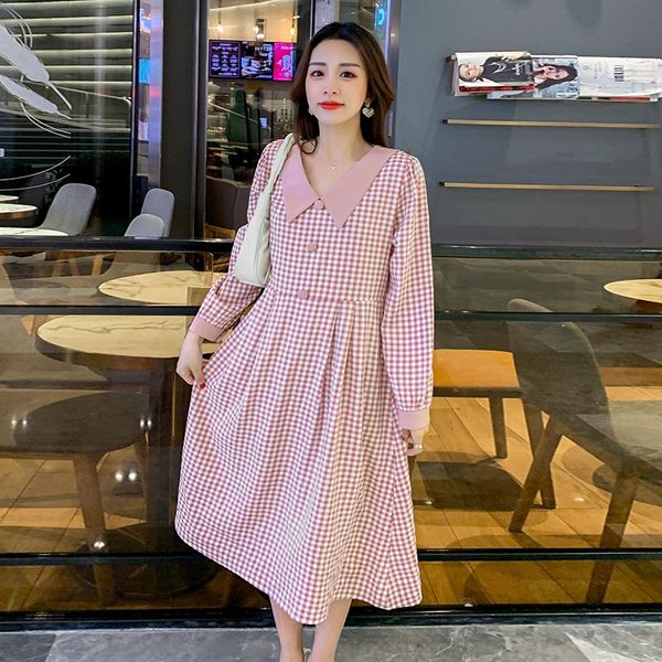 212# 2021 spring korean fashion plaid maternity long dress chic ins a line clothes for pregnant women ties waist pregnancy dresses, White
212# 2021 spring korean fashion plaid maternity long dress chic ins a line clothes for pregnant women ties waist pregnancy dresses, White