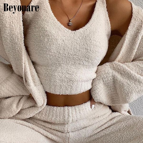 women's tracksuits beyouare 2021 autumn women fluffy two piece set v-neck sleeveless crop and elastic waist trousers casual elegant 2, Gray
women's tracksuits beyouare 2021 autumn women fluffy two piece set v-neck sleeveless crop and elastic waist trousers casual elegant 2, Gray