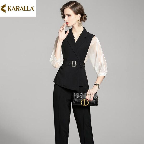 fashion runway designer two piece sets 2021 fall winter elegant transparent suit+slim pantsy109 women's pants, White
fashion runway designer two piece sets 2021 fall winter elegant transparent suit+slim pantsy109 women's pants, White