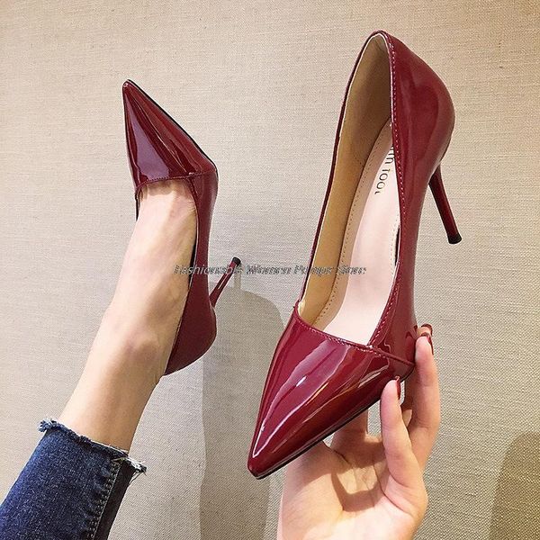 dress shoes 2021 spring pumps women high heel patent leather stiletto for office fashion pointed toe, Black
dress shoes 2021 spring pumps women high heel patent leather stiletto for office fashion pointed toe, Black