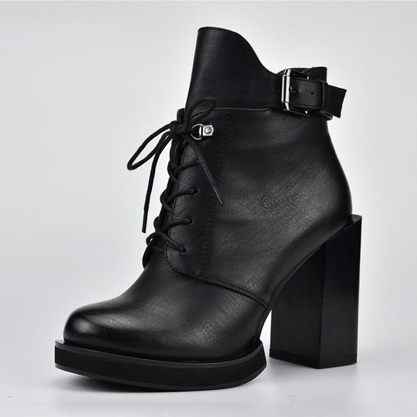 boots 2021 leather women lace up autumn winter ankle for platform heels square heel shoes, Black
boots 2021 leather women lace up autumn winter ankle for platform heels square heel shoes, Black