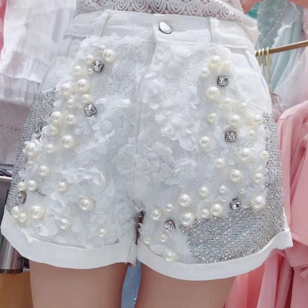women's jeans white shorts for women 2021 summer europe cargo heavy beaded diamond lace flowers high waist wide-leg denim, Blue
women's jeans white shorts for women 2021 summer europe cargo heavy beaded diamond lace flowers high waist wide-leg denim, Blue