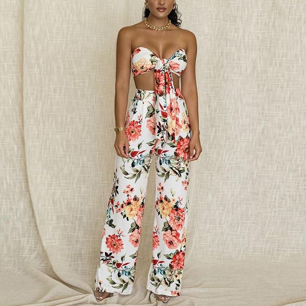 women's two piece pants floral crop long pant set women summer off shoulder knotted wide leg party 2 sets, White
women's two piece pants floral crop long pant set women summer off shoulder knotted wide leg party 2 sets, White