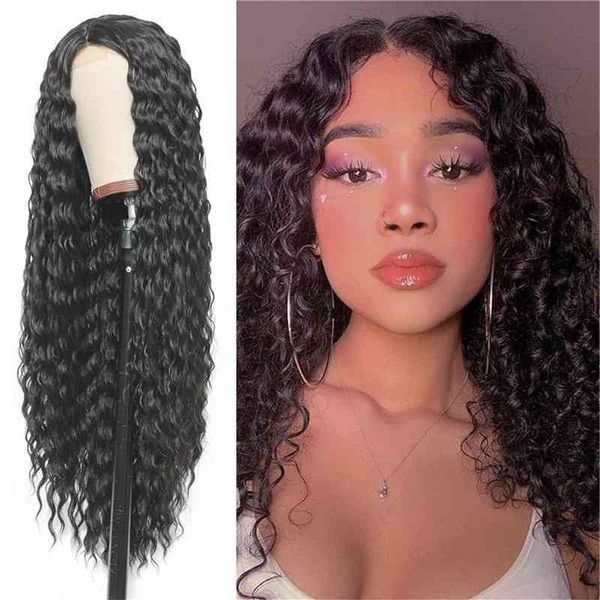 female long curly wig hair chemical fiber set high temperature silk split full head wig, Black
female long curly wig hair chemical fiber set high temperature silk split full head wig, Black