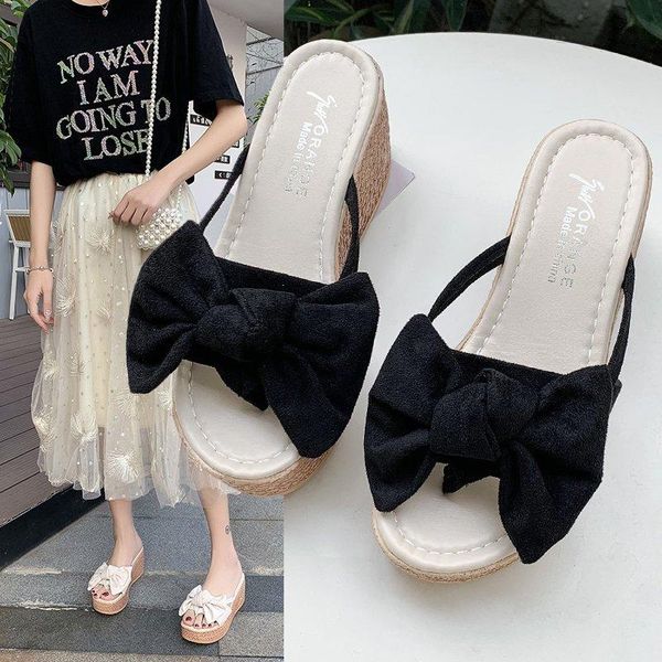 women slippers fashion pee toe summer shoes butterfly-knot high heels women slides platform wedges ladies shoes, Black
women slippers fashion pee toe summer shoes butterfly-knot high heels women slides platform wedges ladies shoes, Black