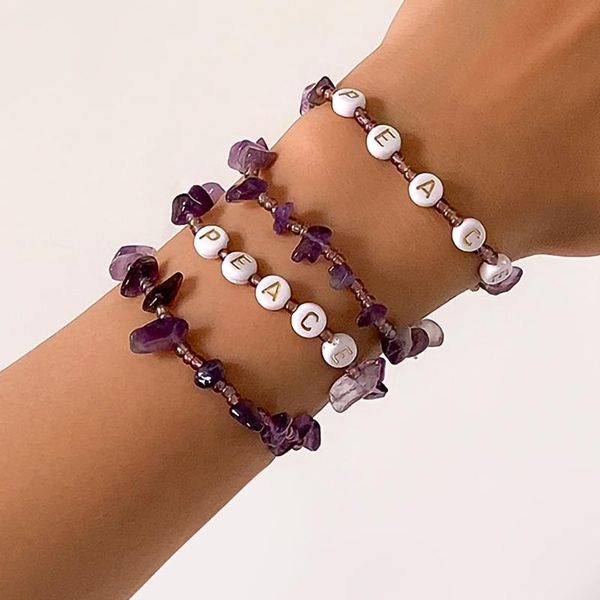 charm bracelets ingesight.z 2pcs/set purple color natural stone beaded chain bangles multi layered acrylic letter jewelry, Golden;silver
charm bracelets ingesight.z 2pcs/set purple color natural stone beaded chain bangles multi layered acrylic letter jewelry, Golden;silver