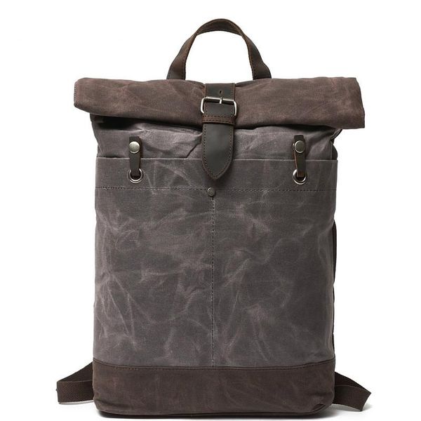 backpack waterproof retro oil wax canvas travel school bag