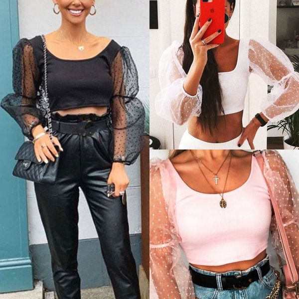 women's blouses & shirts round neck mesh patchwork puff sleeve see through long women blouse and shirt fall clothing, White
women's blouses & shirts round neck mesh patchwork puff sleeve see through long women blouse and shirt fall clothing, White