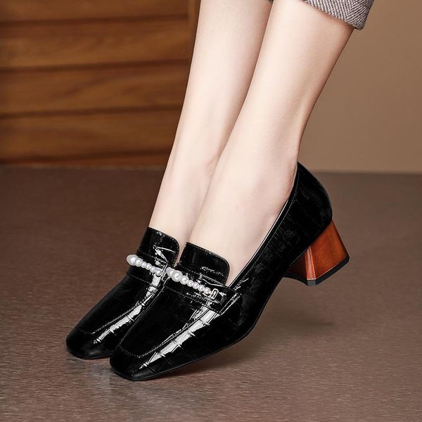 square toe shoes for women genuine leather high heels pumps spring est party wedding woman size 34-42 dress, Black
square toe shoes for women genuine leather high heels pumps spring est party wedding woman size 34-42 dress, Black