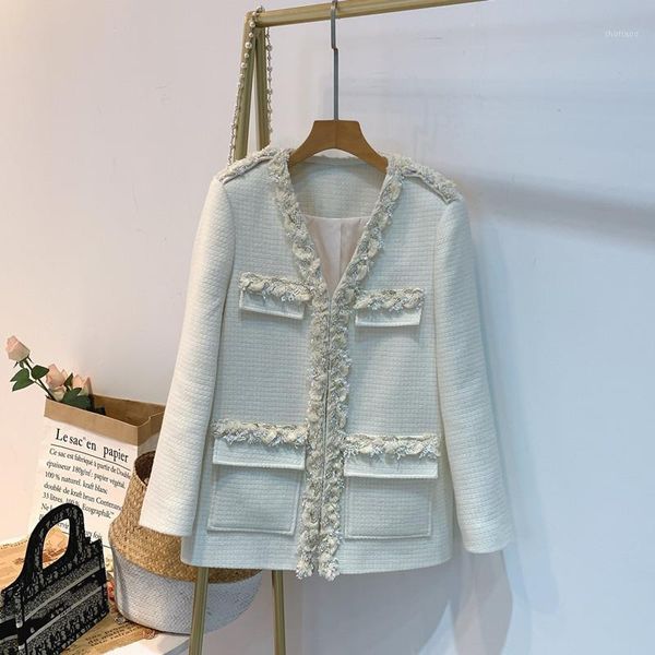 women's wool & blends runway coat women 2021 autumn winter elegant ol appliques tassel beading loose beige long woolen tweed jacket ove, Black
women's wool & blends runway coat women 2021 autumn winter elegant ol appliques tassel beading loose beige long woolen tweed jacket ove, Black