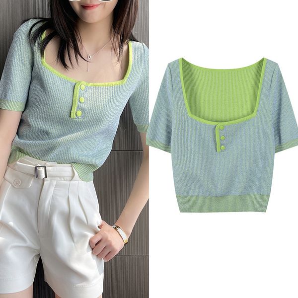 women's knits & tees t-shirt temperature will see fashion hit square color neck short sleeve light green cardigans t9bc, White
women's knits & tees t-shirt temperature will see fashion hit square color neck short sleeve light green cardigans t9bc, White