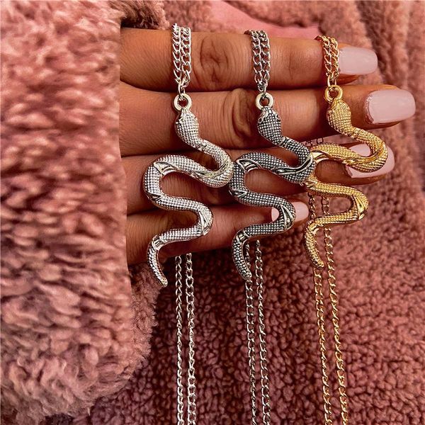 bohemian style snake necklace for women 2021 vintage gold color chain pendant necklaces female party jewelry, Silver
bohemian style snake necklace for women 2021 vintage gold color chain pendant necklaces female party jewelry, Silver