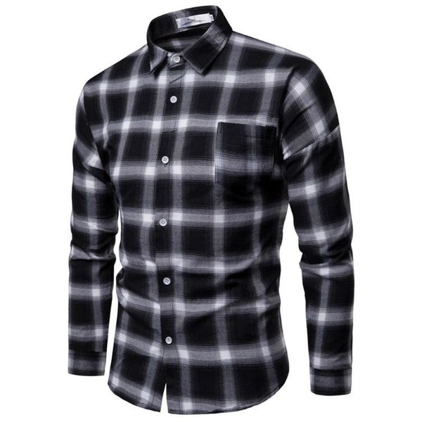 men's casual shirts plaid shirt 2021 autumn winter business leisure printing men long sleeve chemise homme male check, White;black
men's casual shirts plaid shirt 2021 autumn winter business leisure printing men long sleeve chemise homme male check, White;black