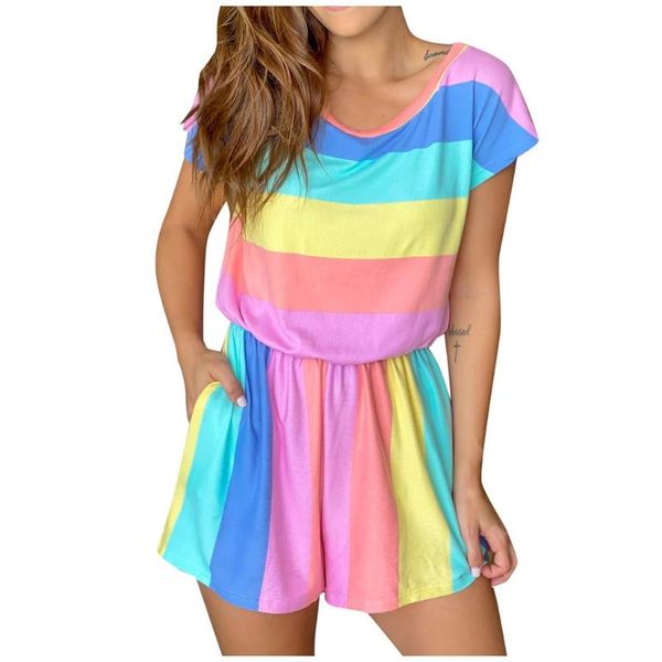 women's jumpsuits & rompers sagace playsuit women summer 2021 casual rainbow striped print short sleeve jumpsuit playsuits clothing, Black;white
women's jumpsuits & rompers sagace playsuit women summer 2021 casual rainbow striped print short sleeve jumpsuit playsuits clothing, Black;white