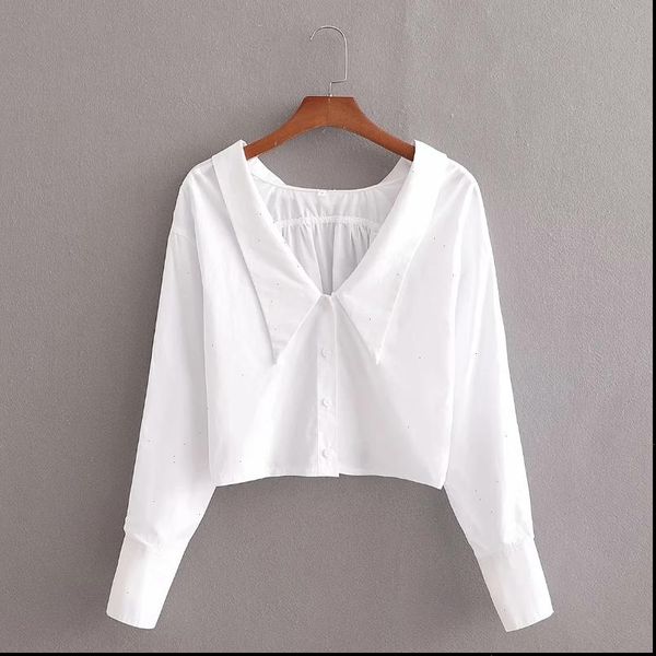 turndown collar loose short femme womens shirt hole long sleeve white casual lady blusas s8080
turndown collar loose short femme womens shirt hole long sleeve white casual lady blusas s8080